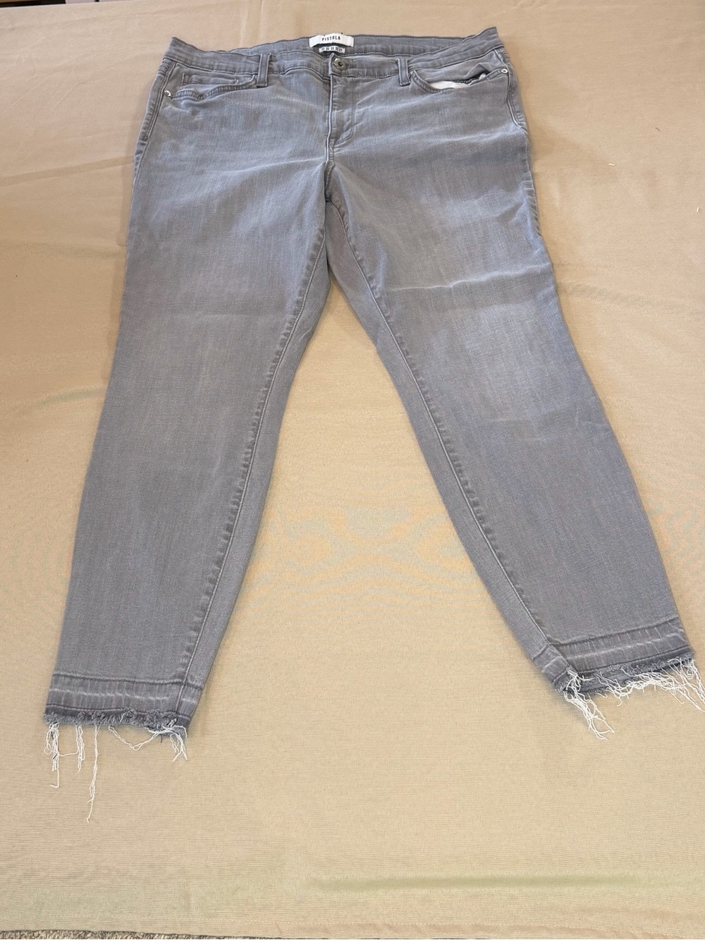 pistola Gray Cropped Frayed Hem Jeans